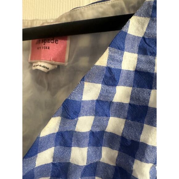 KATE SPADE New York Blue Blueberry Gingham Checked Plaid Smock Waist Dress - XXS - Picture 8 of 8